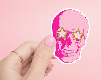 Pink Skull Sticker- Tumbler sticker, decal, laptop sticker, water bottle sticker, skeleton, sticker, stickers, waterproof, skull sticker