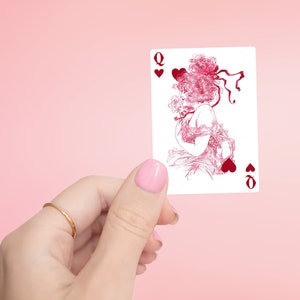 Adesivo de cartão Rainha de Copas - Adesivo para copo, decalque, adesivo para laptop, adesivo para garrafa de água, adesivo, adesivos, à prova d'água, baralho de cartas, rainha