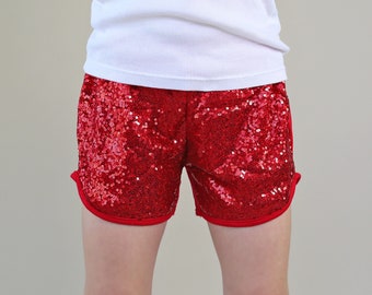 red sparkly shorts