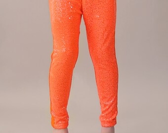 Basketweave Yoga LEGGINGS in Neon Orange