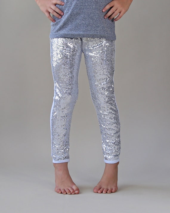 Silver Sequin Pants Silver Leggings Silver Sequin Leggings - Etsy