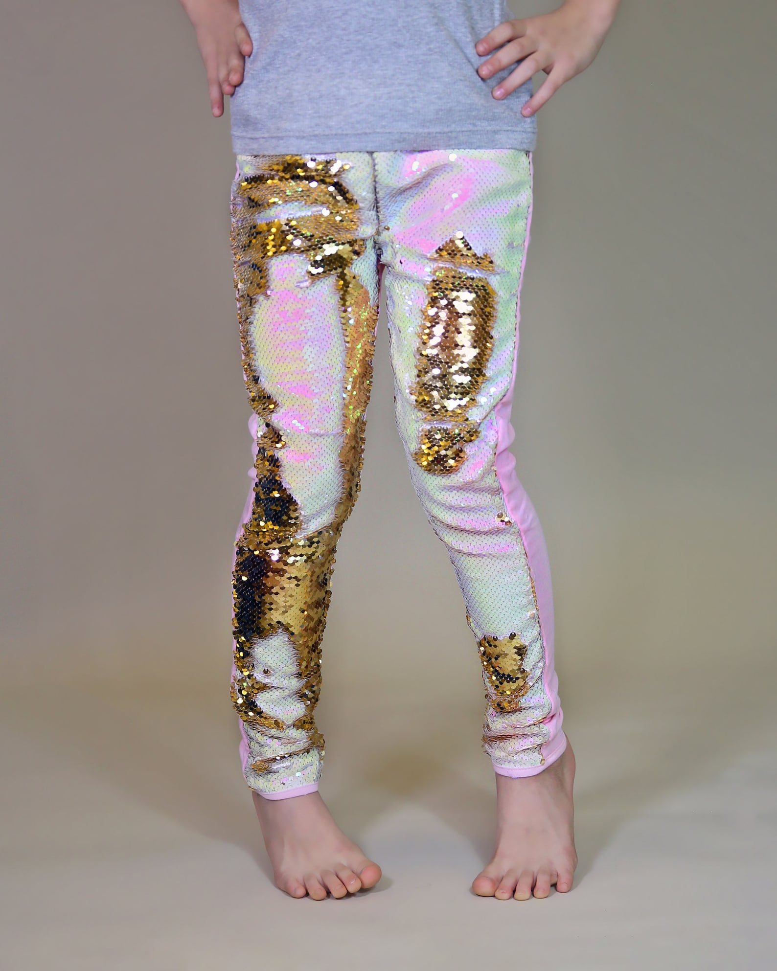 Gold and White Reversible Sequined Pants Flip Sequin Pants Etsy