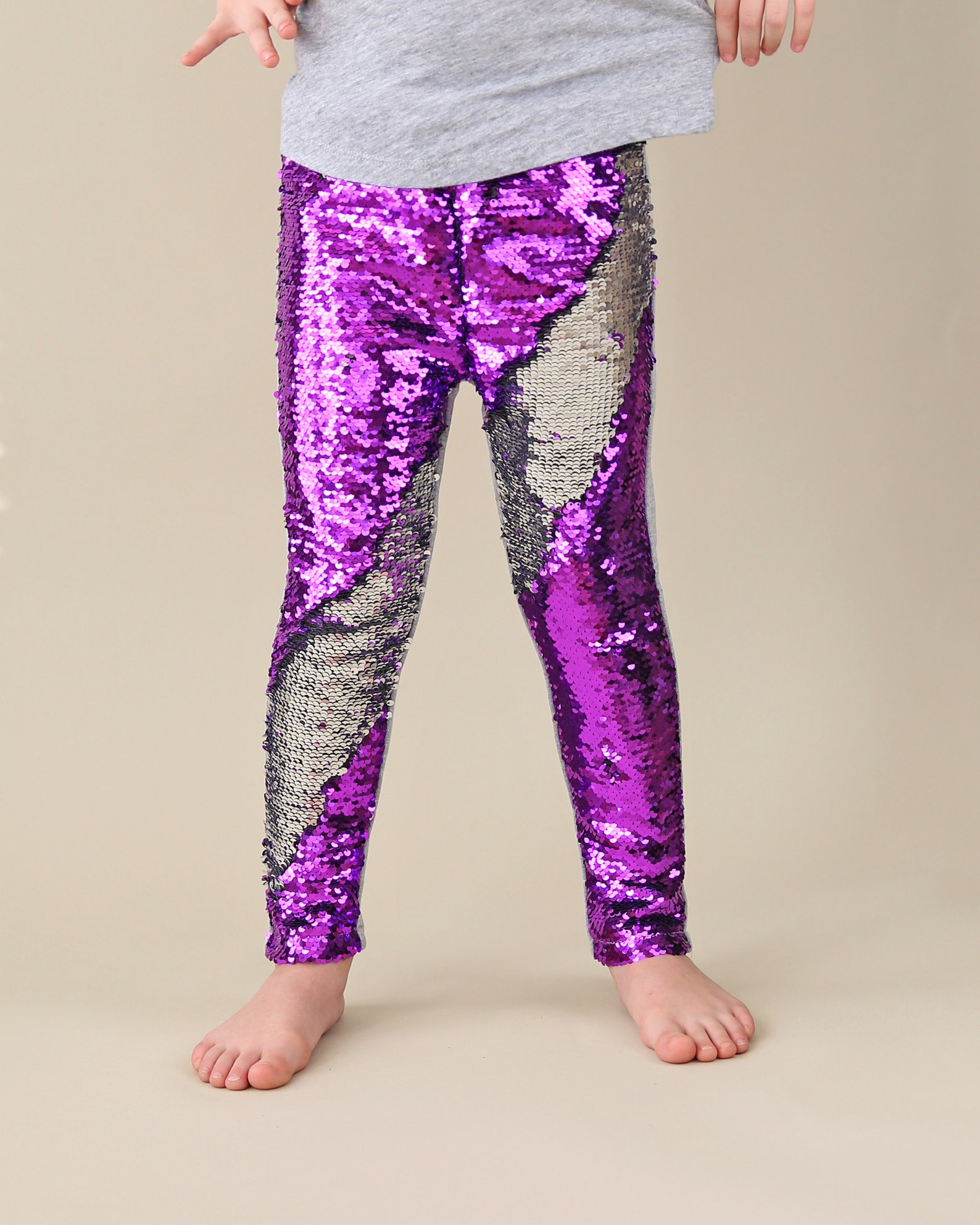 Purple and Silver Reversible Sequined Pants Flip Sequin | Etsy