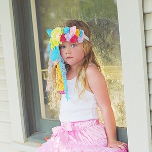 Girls Rainbow Flower Headband Flower Headband, Flower Crown, Flower Headpiece, Boho Flower Headband, Boho Flower Crown, Flower girl image 2