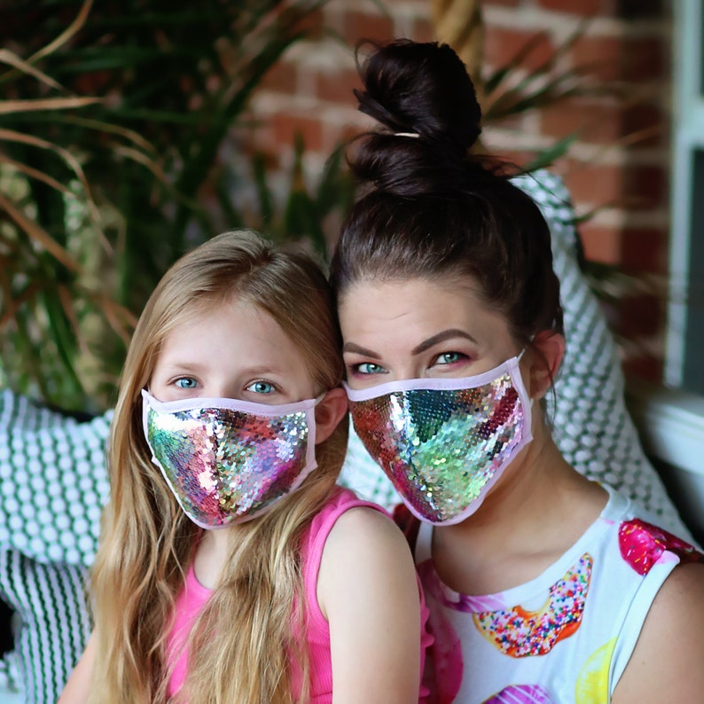 Sequin Face Mask Pocket Filter Face Mask Dust Face Mask Glam Face Mask Neon Rainbow image 4