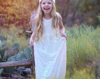 White Sequin Dress - Long White Dress -Sequin Tank Dress - Birthday Dress - Party Dress - Sequin Maxi Dress - Tank Dress - White Maxi Dress