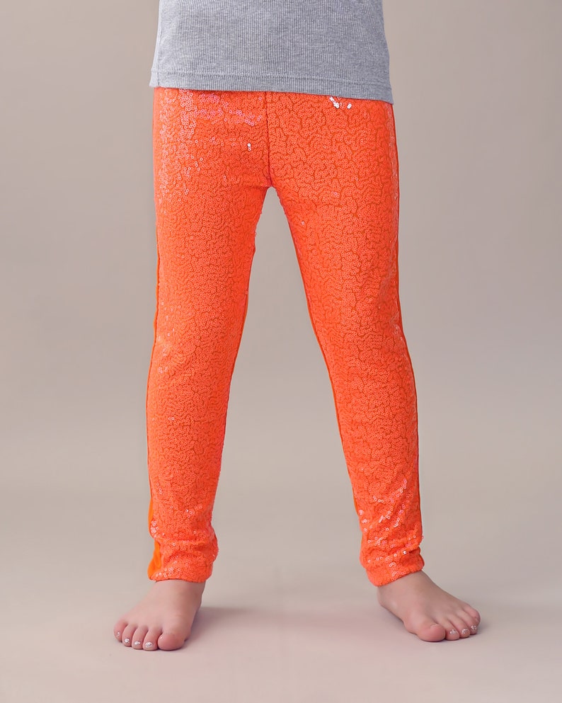 Neon Orange Sequin Pants Orange Leggings Orange Sequin | Etsy