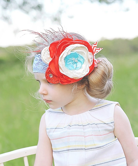 Bohemian Red Headband with Floral Accent Drokit Red Daisy Flower Headband - Boho Floral Wreath for  main image 2