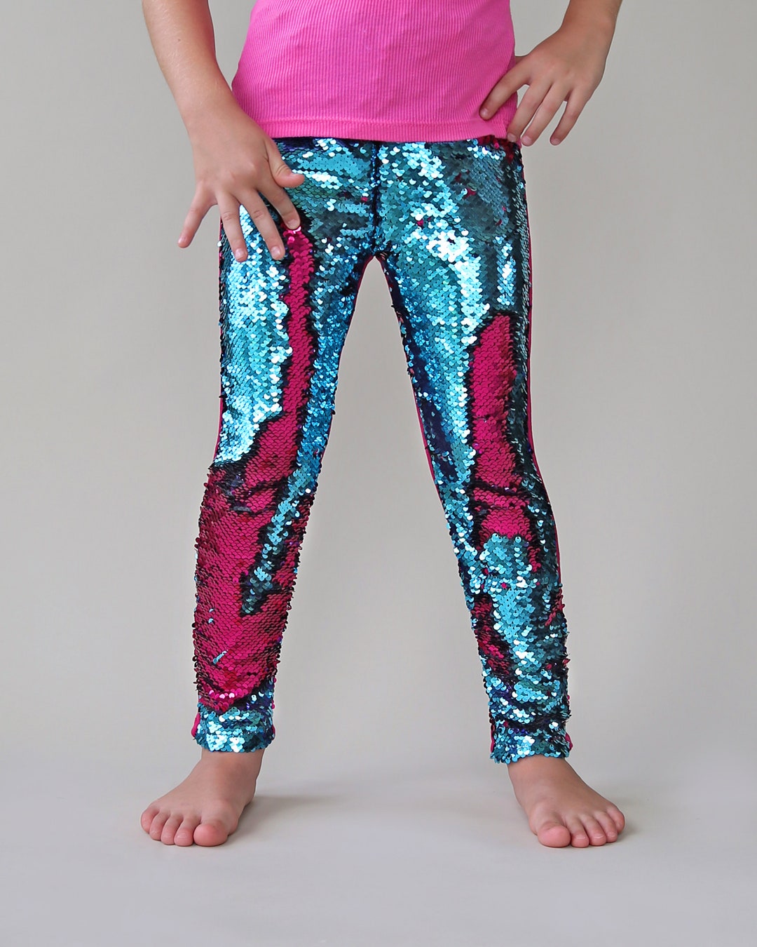 Hot Pink and Turquoise Reversible Sequined Pants Flip Sequin - Etsy