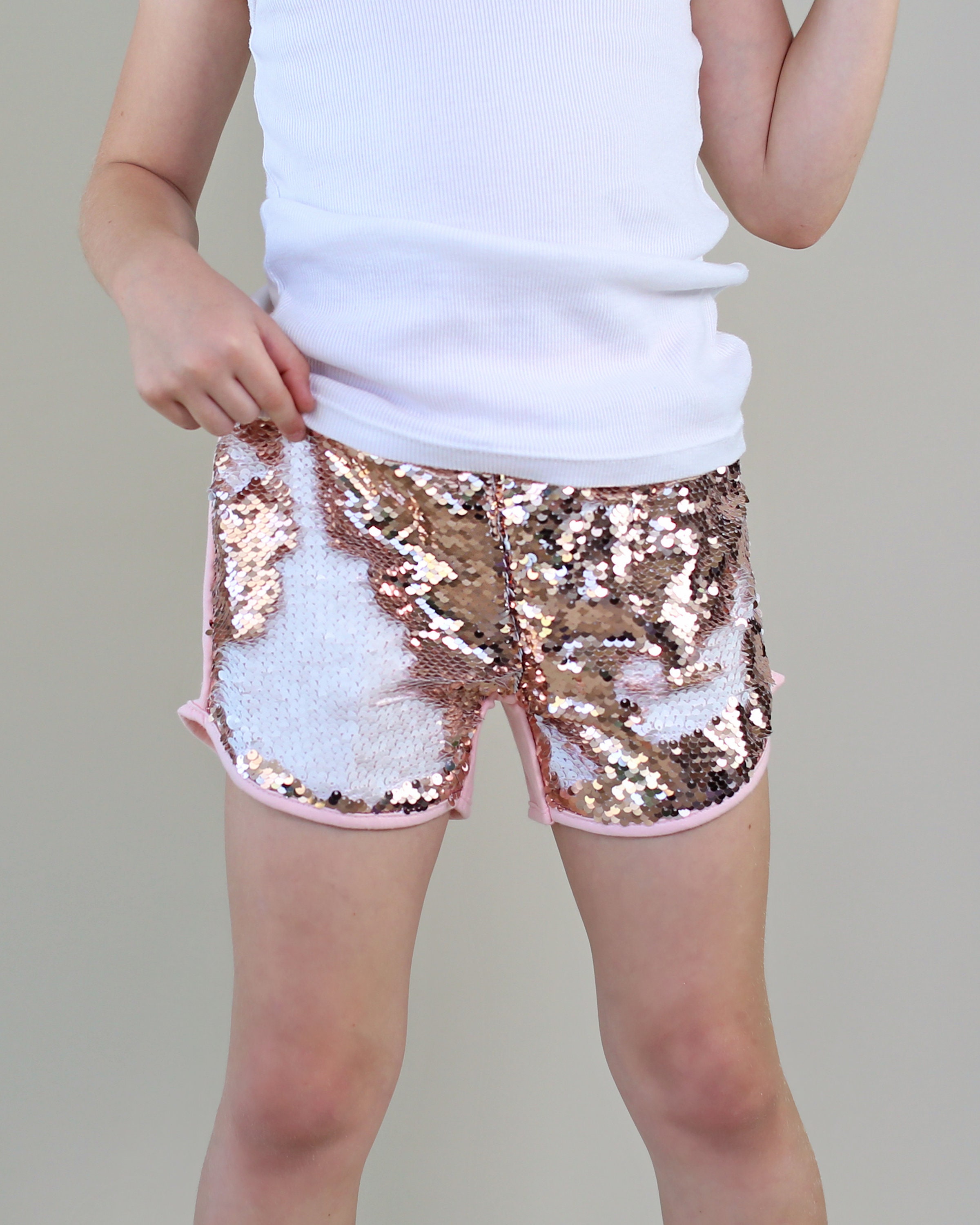 Reversible Sequined Shorts Rose Gold 