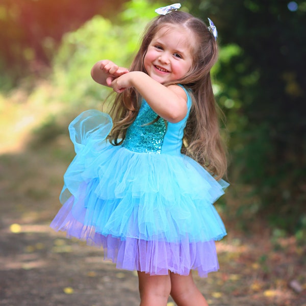 Blue Sequin Tutu Dress- Tutu Dress, Princess Dress, Birthday Dress, Party Dress, Toddler Dress, Girls Dress, Chiffon, Girls Birthday Gift