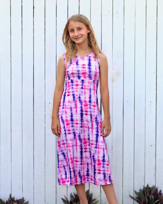 en Tie Dye Maxi Jurk Meisjes Jurk - Etsy België