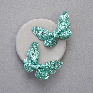 Girls Glitter Butterfly Clip Set -Sequin Bow Clip, Butterfly Hair clips, clip set, pigtail hair clips, Girls gift, butterfly bows, butterfly