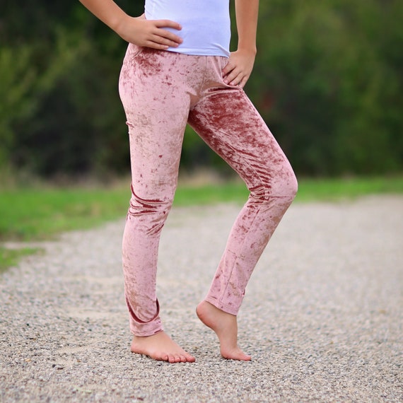 Girls Blush Velvet Leggings Velvet Pants, Leggings, Blush Pants