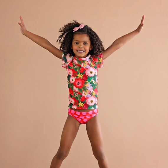 Floral Swimsuit Rash Guard Swim Suit 