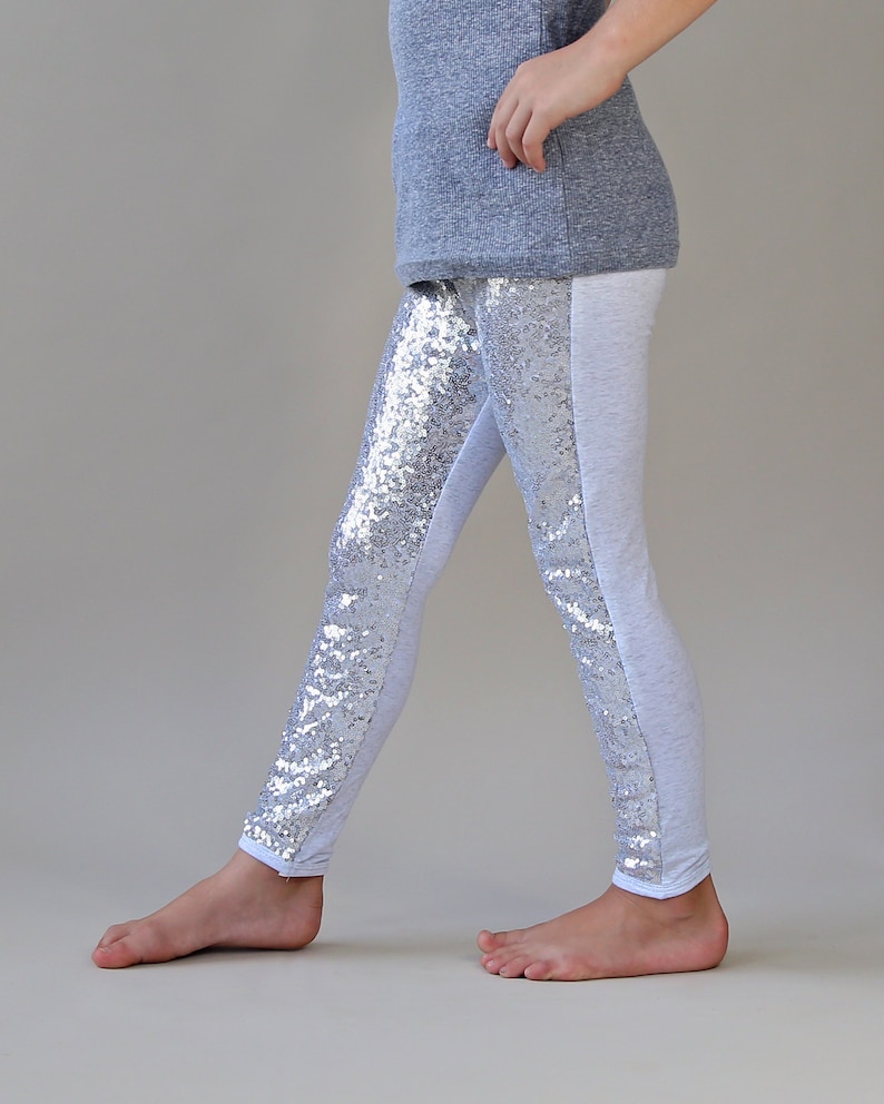 Silver Sequin Pants Silver Leggings Silver Sequin Leggings | Etsy