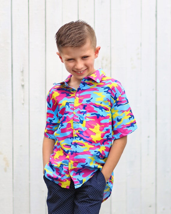 Pink Camo Button up Shirt Boys Button 