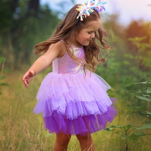 Purple Sparkling Sequin Top Tulle Girl Dress Flower Girl Birthday Outfit, Princess Chiffon Party Dress, Perfect Gift for Special Occasions image 4