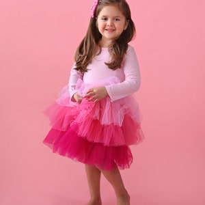 Robe de demoiselle d'honneur en tulle rose tenues d'anniversaire de princesse, robe de soirée duveteuse pour des occasions spéciales, cadeau pour fille, bouquetière digne des tours image 6