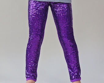 Purple Sequin Leggings- Purple Sequin Pants, Costume, Purple Pants, Dance Pants, Purple Glitter Pants, Purple Sparkle Pants, Birthday Gift