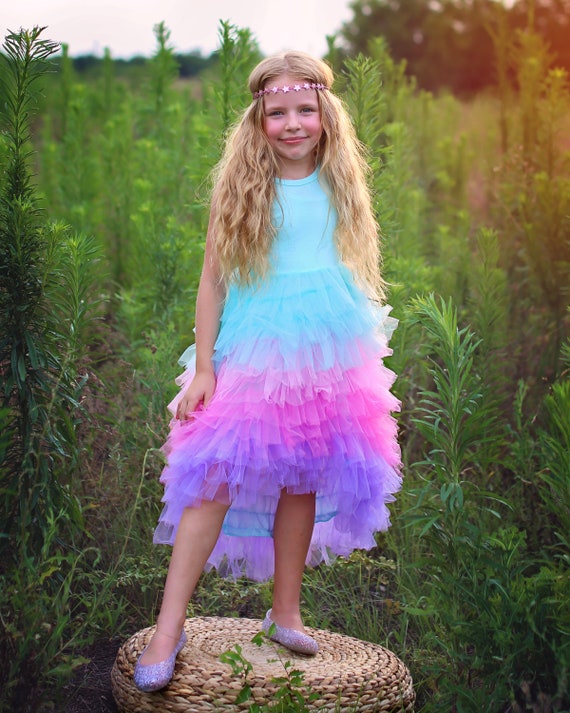 High Low Rainbow Dress Long Pastel Dress Pastel Rainbow | Etsy