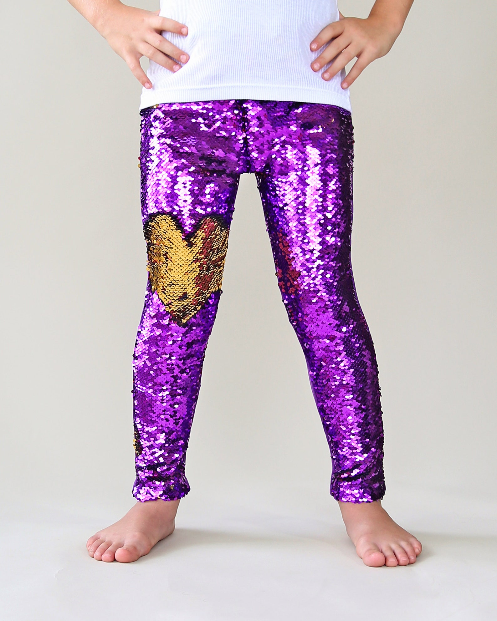 Purple and Gold Reversible Sequined Pants Flip Sequin Pants | Etsy