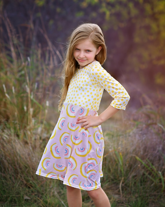 rainbow a line dress Crochet Granny Square Rainbow A-Line Dress
