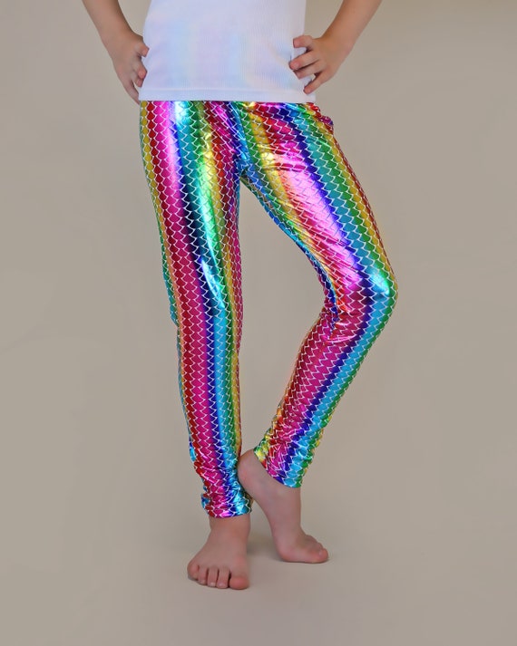 Buy Rainbow Leggings Rainbow Shimmer Leggings Metallic Rainbow