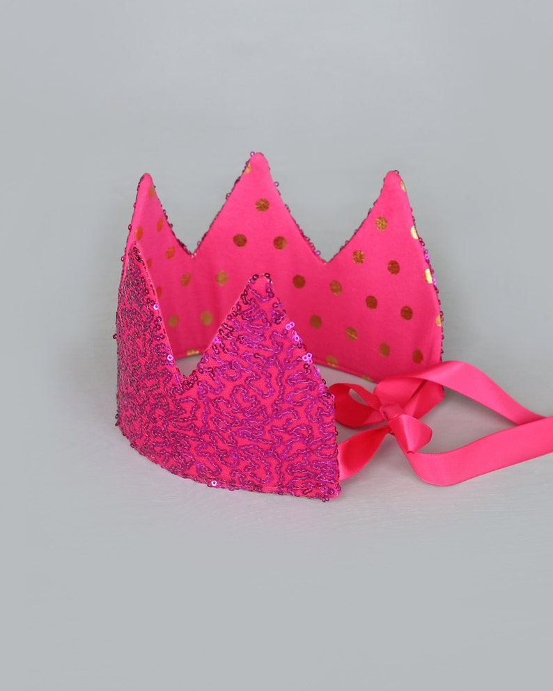 Dress up Crown Sequin Crown Birthday Crown Hot Pink With Etsy