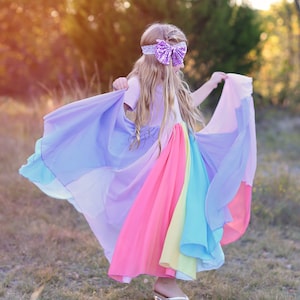 Regenbogen Kleid Langes Pastellkleid Paillettenkleid Geburtstagskleid, Partykleid, twirly Kleid, Mädchen-Geburtstagsgeschenk, Geschenk für Mädchen, Geschenk Bild 4