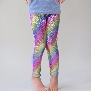 Pastel Rainbow Sequin Pants Pastel Rainbow Leggings Rainbow Sequin Leggings image 3