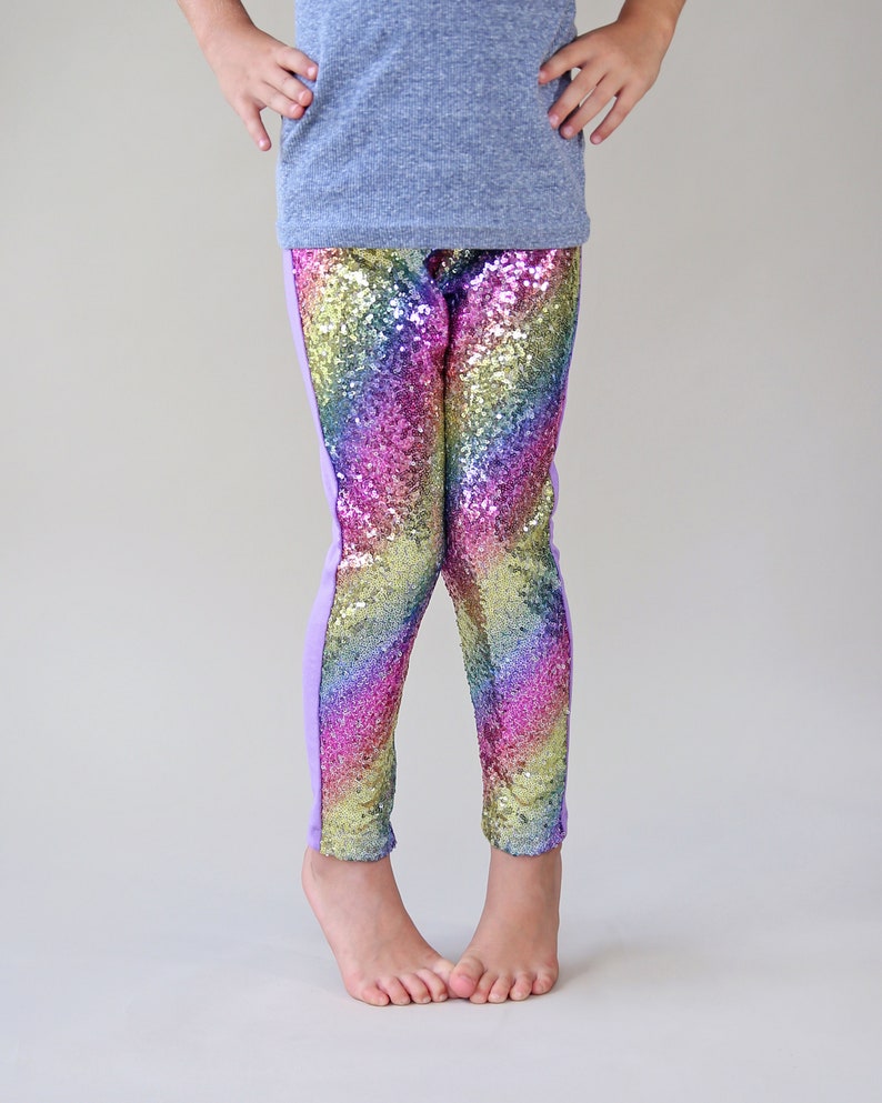 Pastel Rainbow Sequin Pants Pastel Rainbow Leggings Rainbow Sequin Leggings image 3