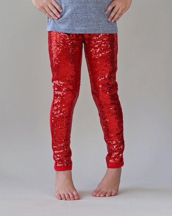 Red Sequin Pants Red Leggings Red Sequin Leggings - Etsy