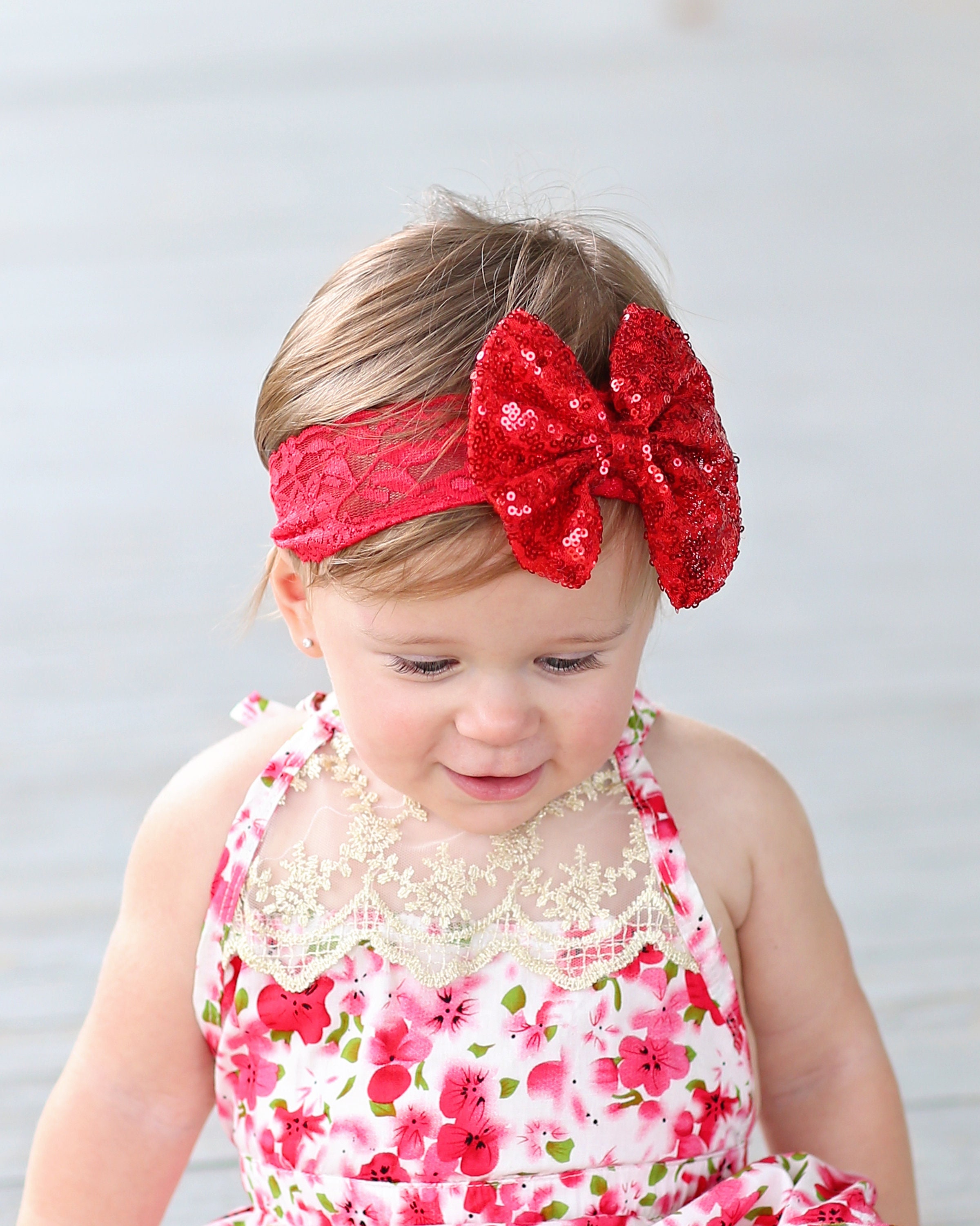 Chanel Red Sequin Bow Headband c1985 - Ruby Lane