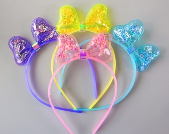 Cerchietto con fiocco con paillettes trasparenti coriandoli - Cerchietto con fiocco con paillettes, Cerchietto con fiocco, Cerchietto di compleanno arcobaleno, Bomboniera, Festa, Il suo regalo di compleanno, Fiocco