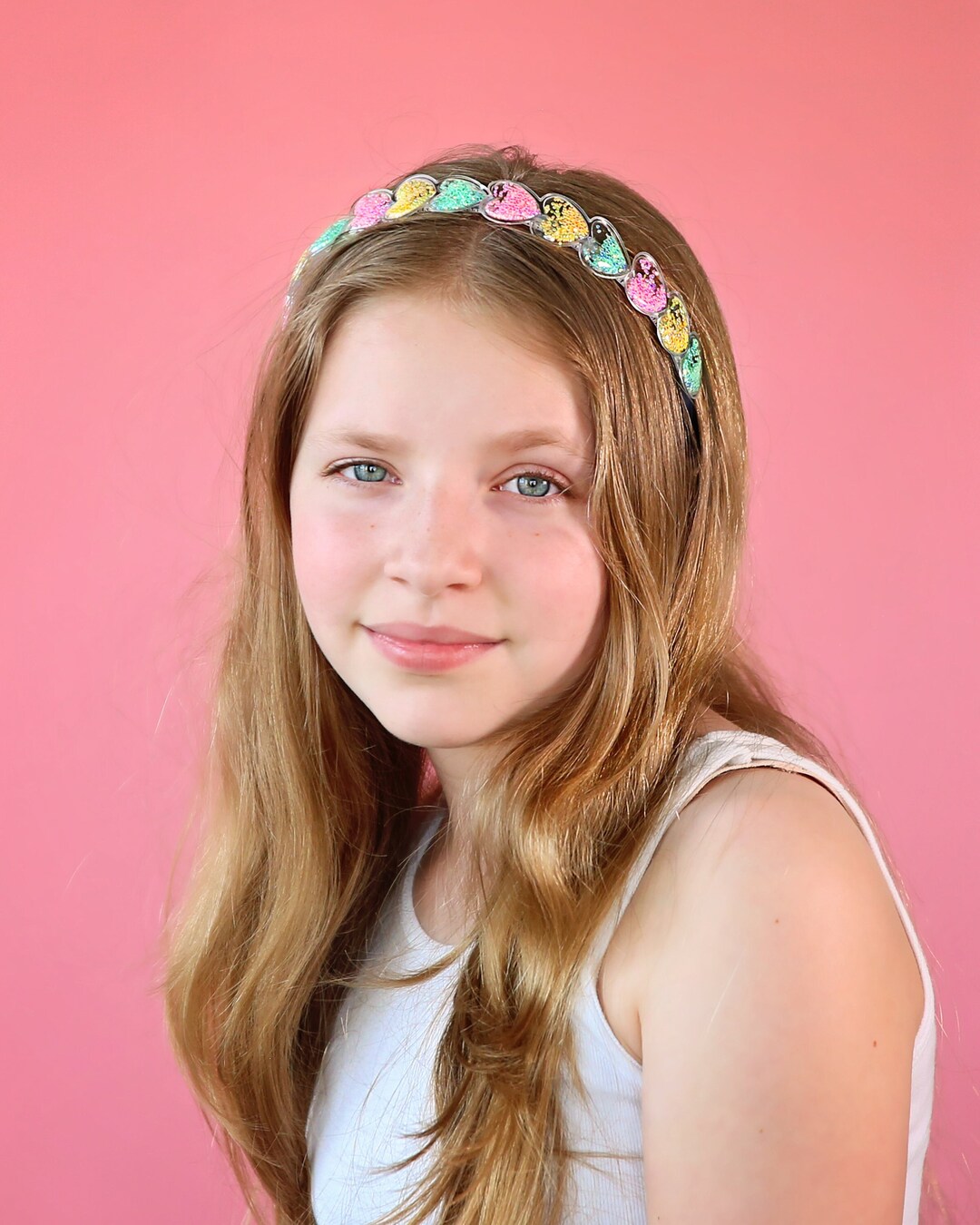 Clear Confetti Sequin Heart Headband Heart Headband, Headband, Rainbow