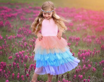 Tulle Flower Girl Dress - Princess Birthday Outfits, Fluffy Party Dress for Special Occasions, Gift for Girls, Twirl-Worthy Flower Girl