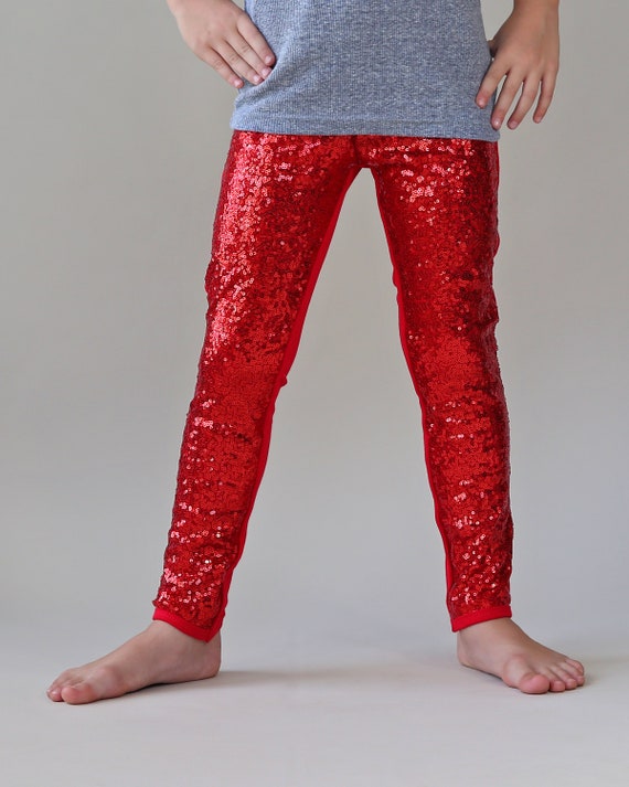 red sequin leggings
