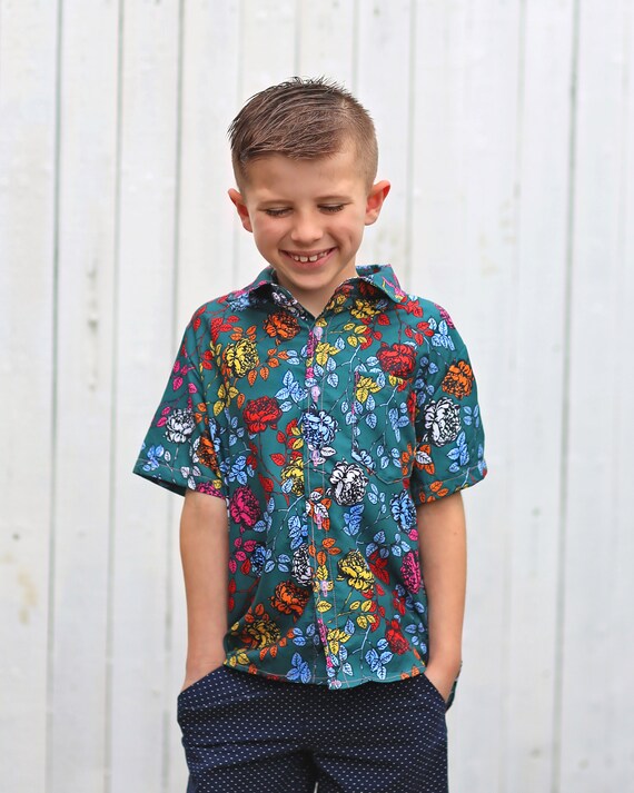 boys green button up