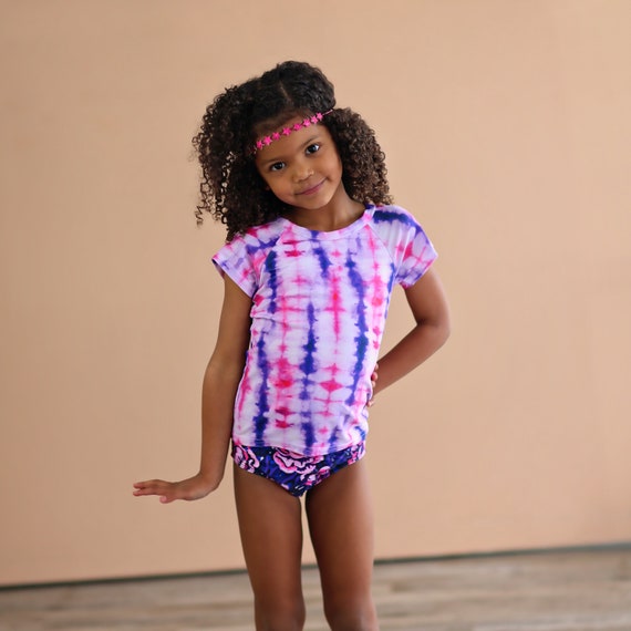 Pink and Purple Tie Dye Swimsuit Rash Guard Swim Suit Shirt Swim Suit Roses Bathing Suit Etsy Canada