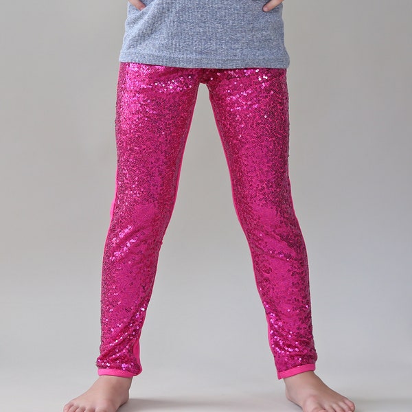 Hot Pink Sequin Pants - Hot Pink Leggings - Hot Pink Sequin Leggings