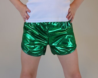 white metallic shorts