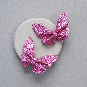 Girls Glitter Butterfly Clip Set -Sequin Bow Clip, Butterfly Hair clips, clip set, pigtail hair clips, Girls gift, butterfly bows, butterfly