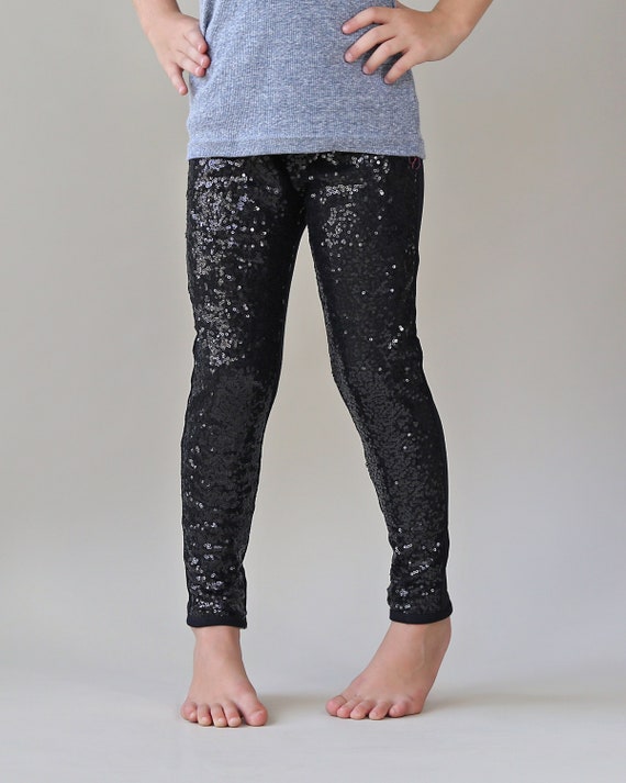 Black Sequin Pants Black Leggings Black Sequin Leggings Black