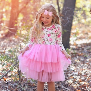 Pink Tulle Flower Girl Dress - Princess Birthday Outfits, Fluffy Party Dress for Special Occasions, Gift for Girls, Twirl-Worthy Flower Girl