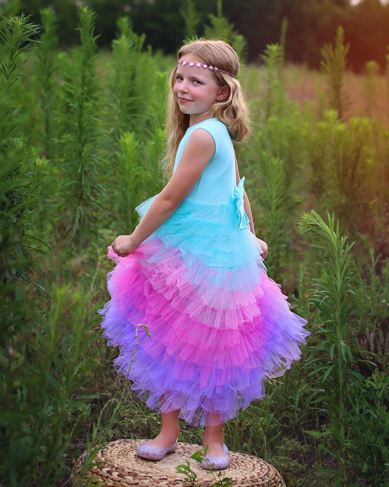 High Low Tulle Flower Girl Dress Princess Birthday Outfits, Fluffy Party Dress for Special Occasions, Gift for Girls, Tulle Flower Girl image 2