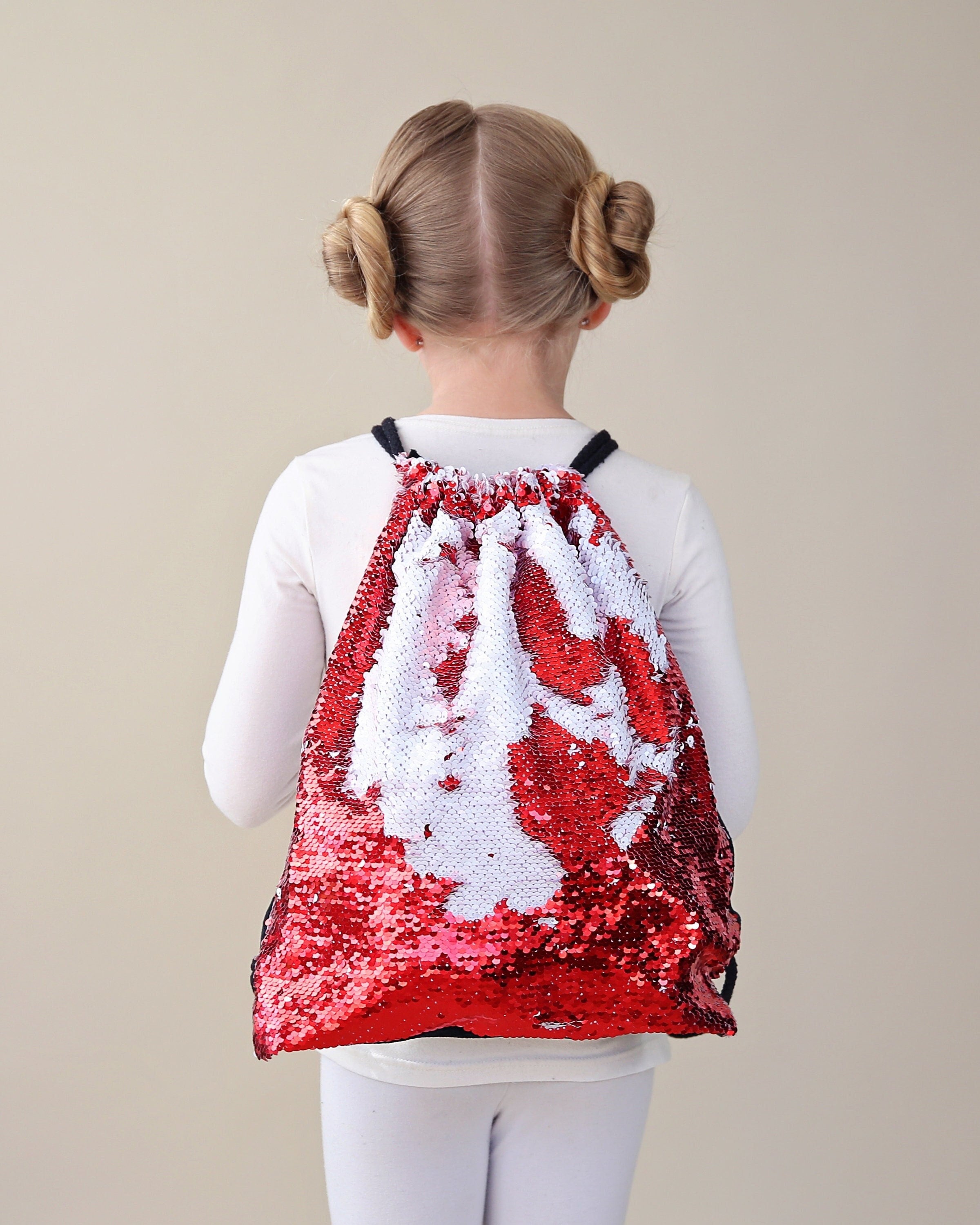 Red and White Sequin Backpack - Sequin Backpack - Sequin Bag  display picture 2