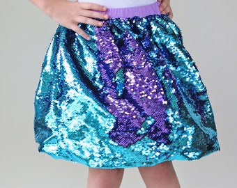 Aqua and Purple Flip Bubble Skirt - Aqua and Purple Skirt - Magic Sequin Skirt - Birthday Skirt - Party Bubble Skirt - Twirly Skirt