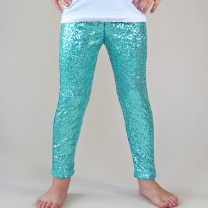 blue sequin leggings