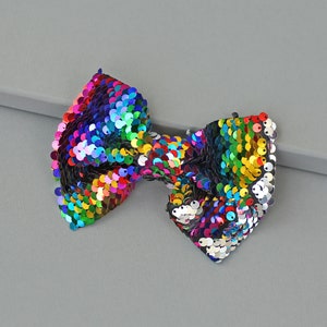 Rainbow Bow Clip-Sequin Bow Clip, Rainbow Flip Sequin bow, Rainbow Reversible Sequins, costume, birthday gift, party outfit, party hair bow